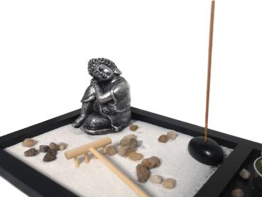 Zen-Garten mit Buddhafigur mit Teelicht Rauchstab Nr: YH072